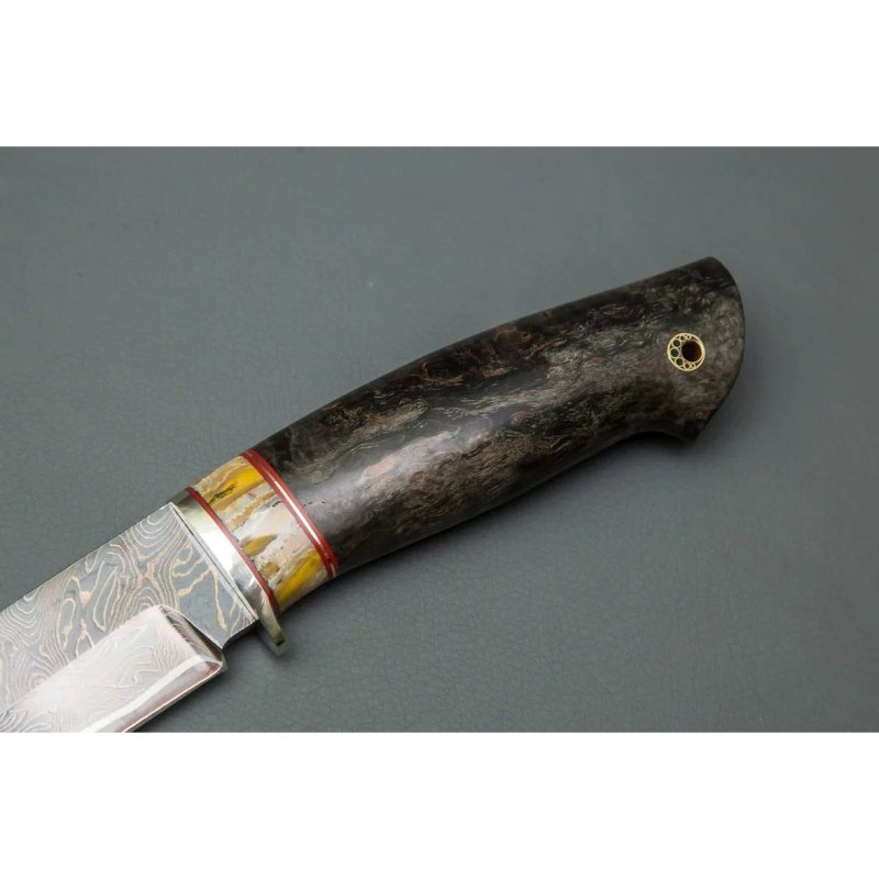 Нож Скиф из стали ламинированной стали, рукоять карельская береза, литье мельхиор в интернет-магазине art-steel.ru, фото