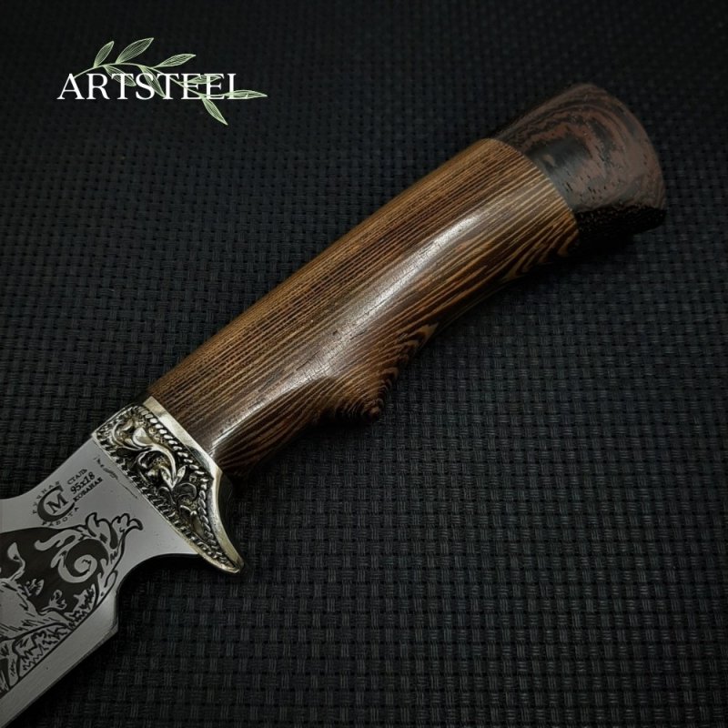 Нож Следопыт из стали 95х18, рукоять дерево, литьё латунь в интернет-магазине art-steel.ru, фото