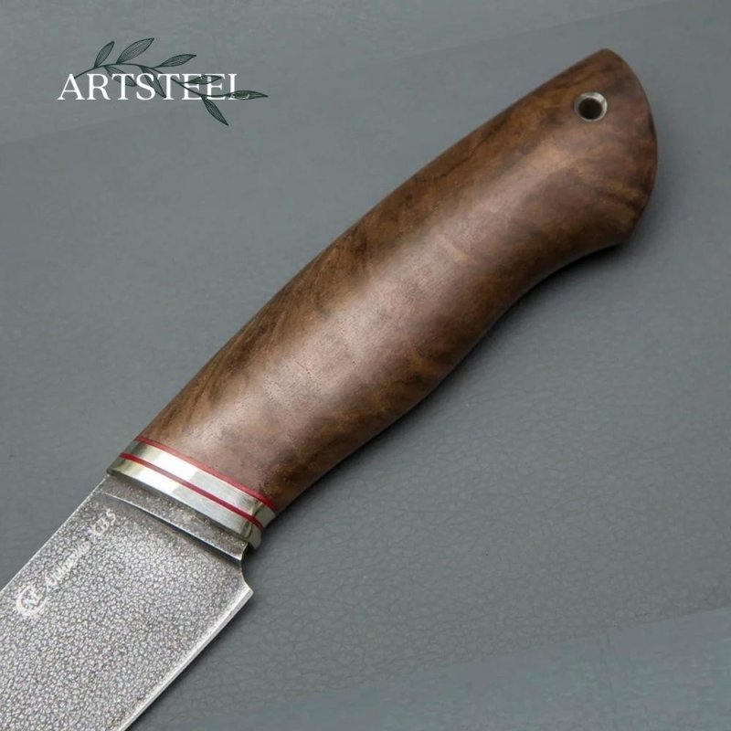 Нож Кайман из стали ХВ-5, рукоять орех, литье мельхиор в интернет-магазине art-steel.ru, фото
