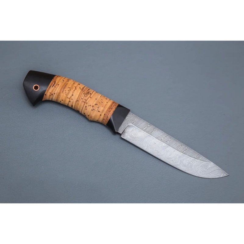 Нож Ястреб из дамасской стали, рукоять береста, граб в интернет-магазине art-steel.ru, фото