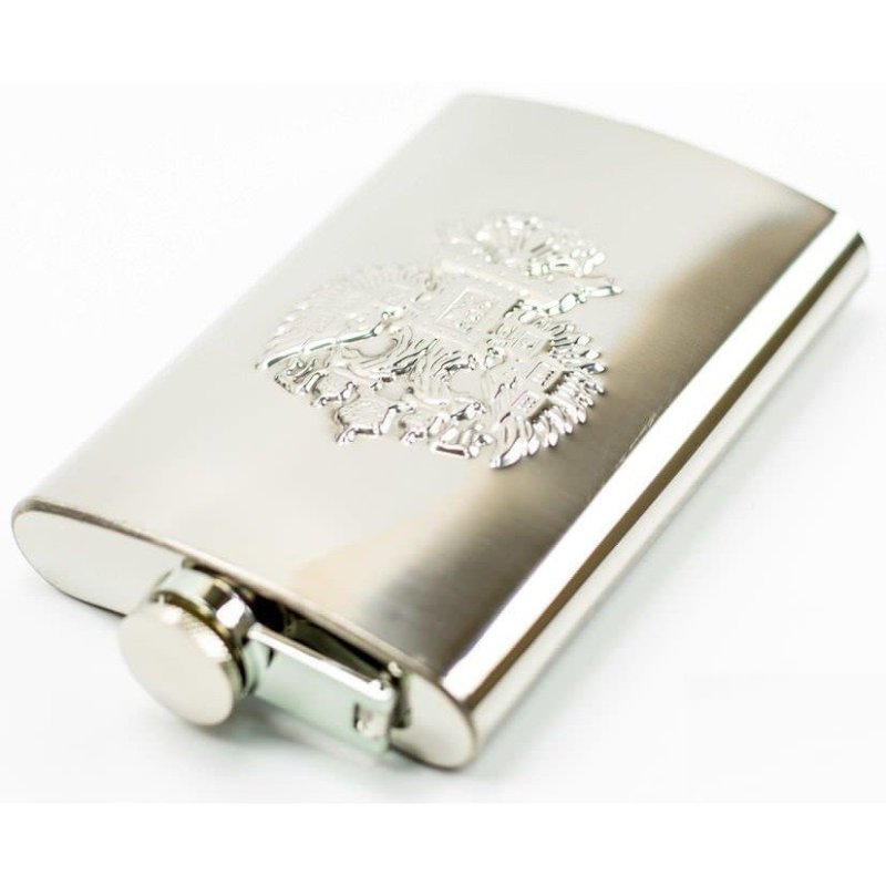 Фляга 9 унций (0.27л), стальная, с гербом России в интернет-магазине art-steel.ru, фото