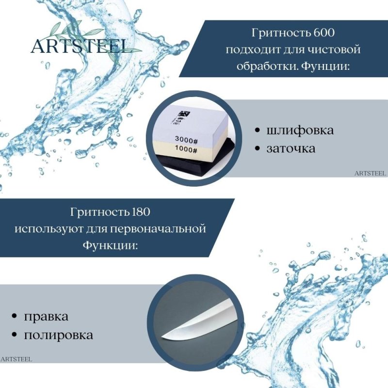 Камень водный точильный двусторонний Taidea в интернет-магазине art-steel.ru, фото