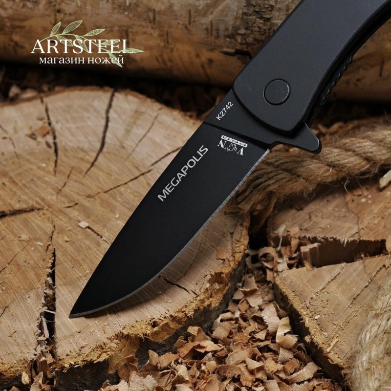 Складной нож, сталь 440, рукоять сталь в интернет-магазине art-steel.ru, фото