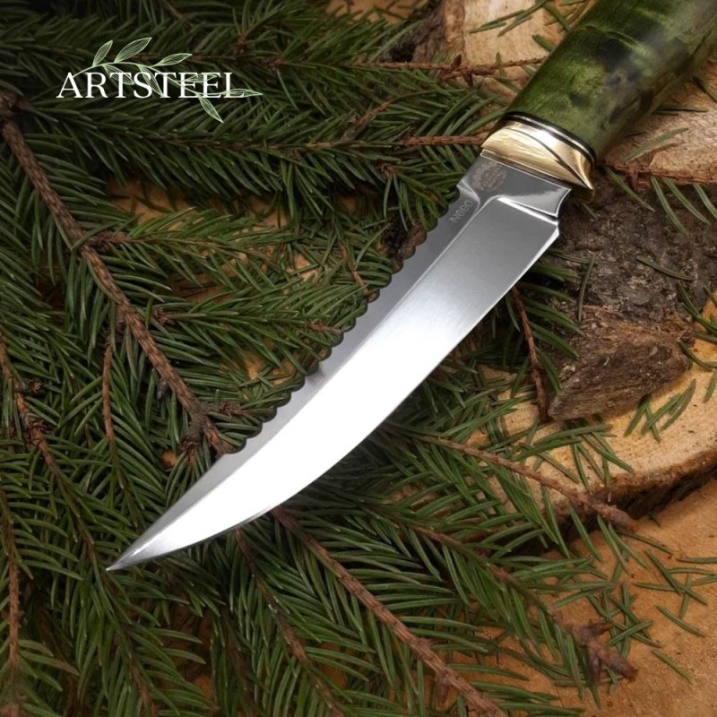 Нож Рыбацкий из стали N690, рукоять дерево, латунь в интернет-магазине art-steel.ru, фото