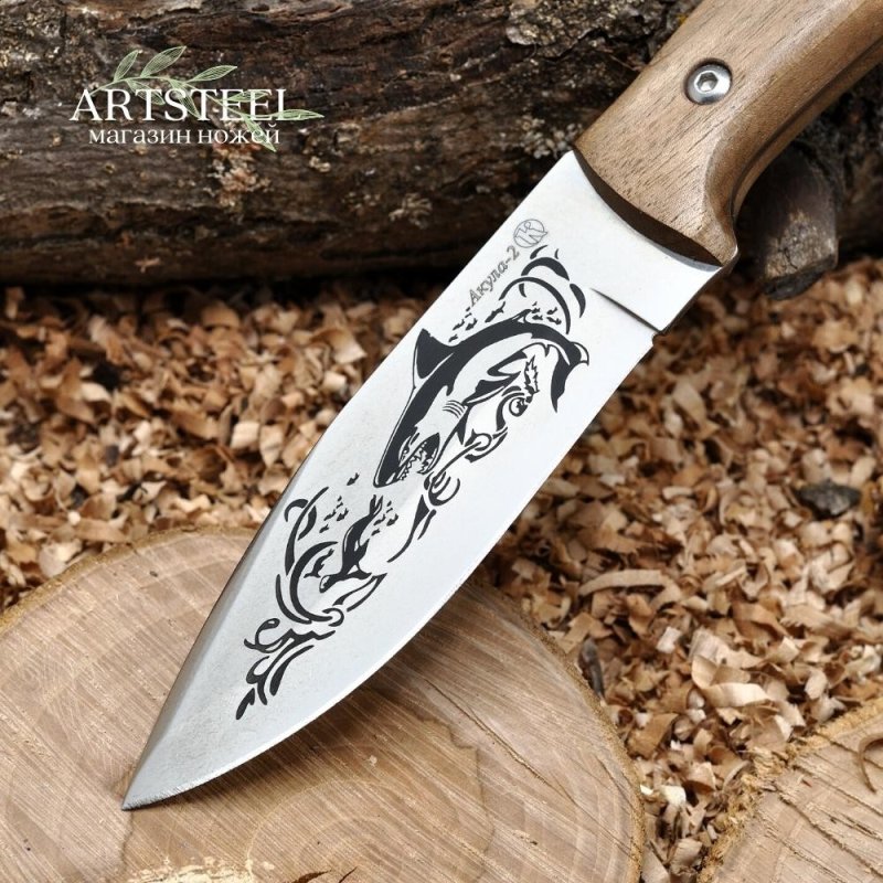Охотничий нож Акула-2, сталь AUS8, рукоять орех в интернет-магазине art-steel.ru, фото
