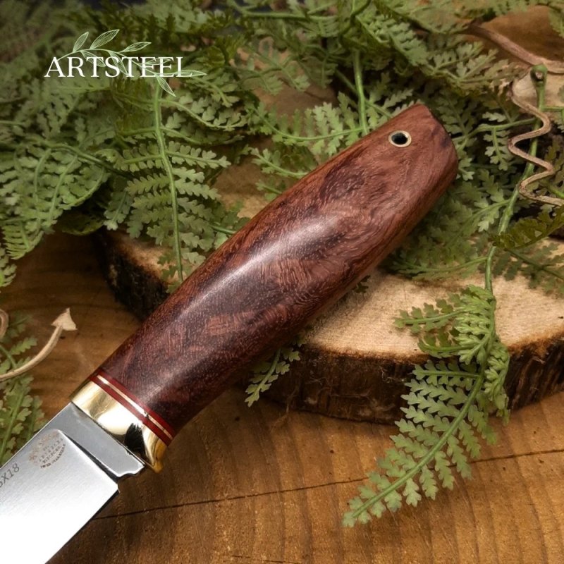 Нож Ладья из стали 95Х18, рукоять латунь, Бубинга в интернет-магазине art-steel.ru, фото