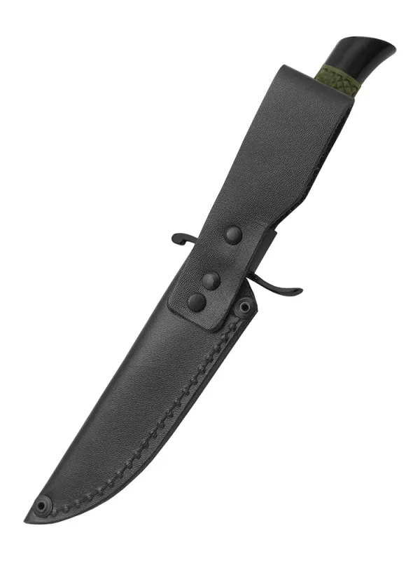 Универсальный хозяйственно-бытовой нож Разведчик с кожаным чехлом, сталь 65х13, рукоять эластомер в интернет-магазине art-steel.ru, фото