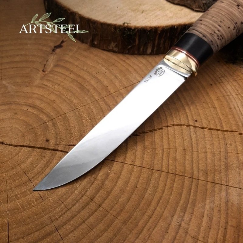 Нож Ладья из стали 95Х18, рукоять береста в интернет-магазине art-steel.ru, фото