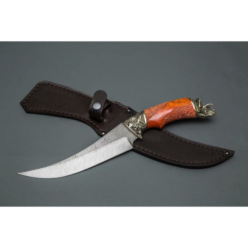 Нож Корсар из дамасской стали, рукоять карельская береза в интернет-магазине art-steel.ru, фото