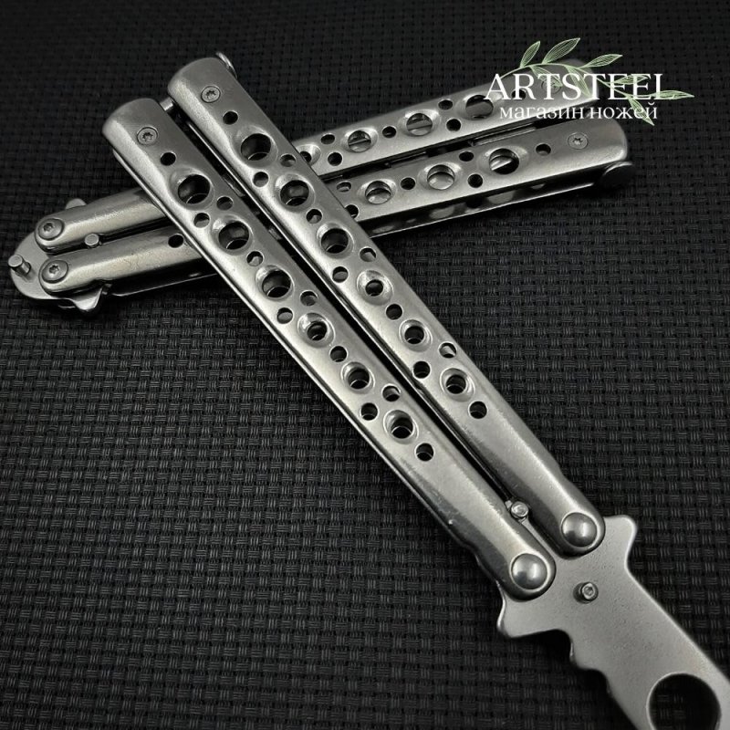 Нож бабочка тренировочный Серербристый Рыцарь в интернет-магазине art-steel.ru, фото