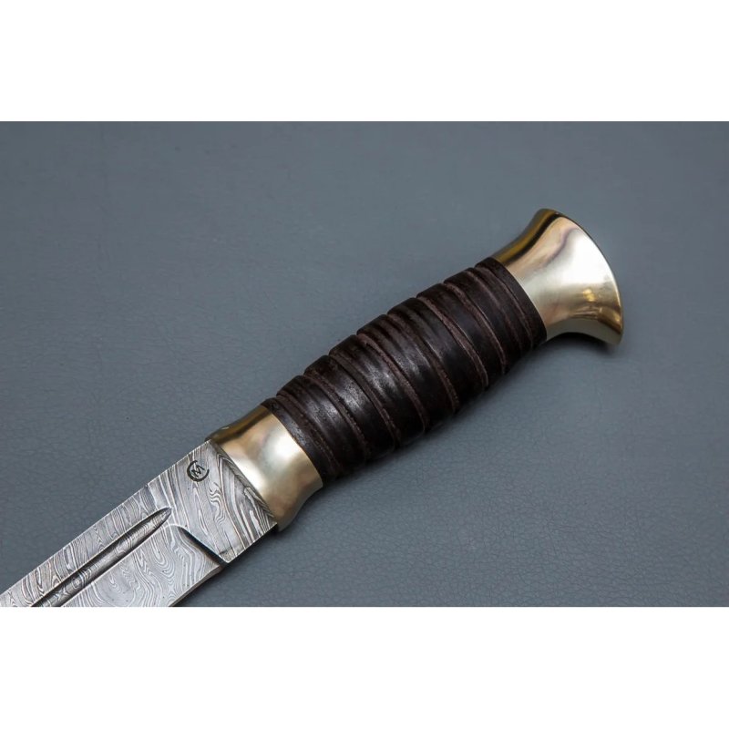 Нож Казак из стали дамасской стали, резная рукоять в интернет-магазине art-steel.ru, фото