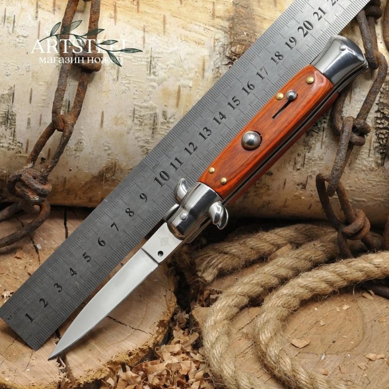 Автоматический складной нож Advisor, сталь 65Х13, рукоять дерево, сталь в интернет-магазине art-steel.ru, фото