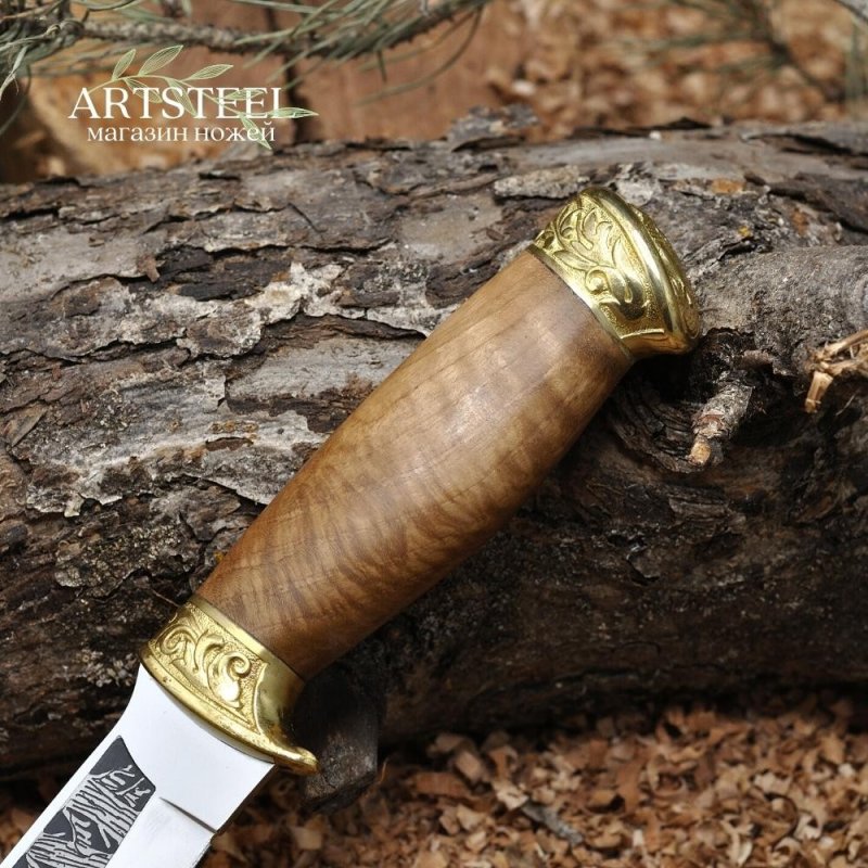 Нож Дрофа дерево с латунной фурнитурой в интернет-магазине art-steel.ru, фото