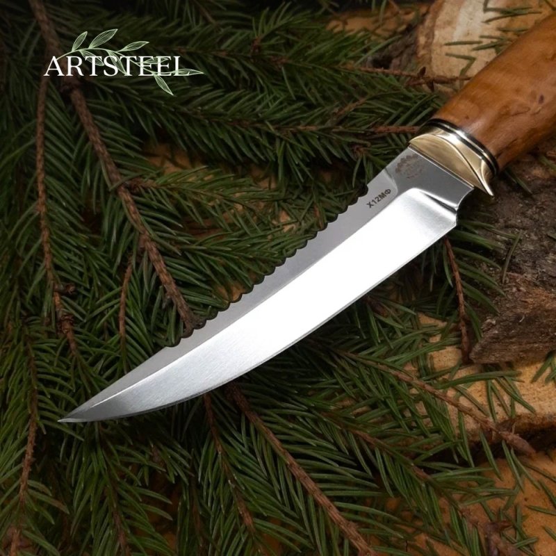 Нож Рыбацкий из стали Х12МФ, рукоять дерево, латунь в интернет-магазине art-steel.ru, фото