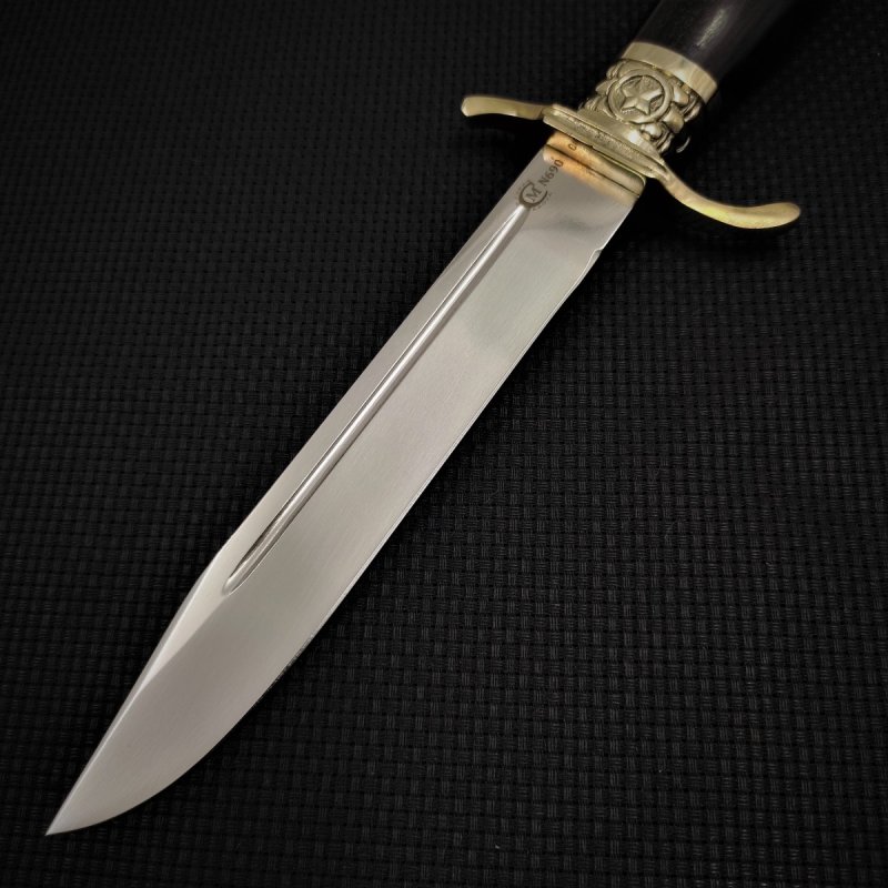 Нож Разведчик из стали N690, рукоять граб, литьё мельхиор в интернет-магазине art-steel.ru, фото