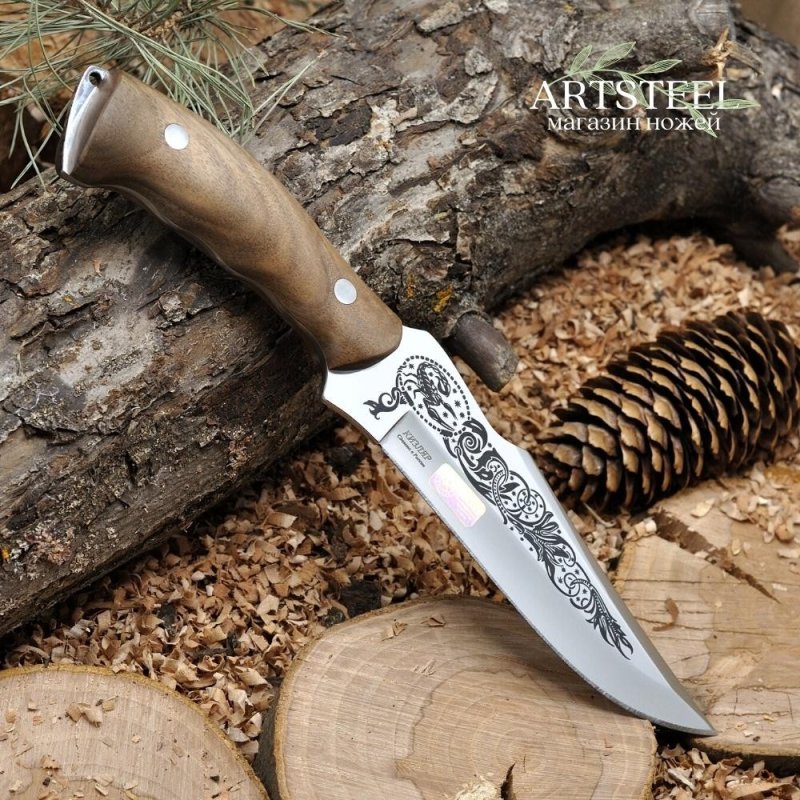 Охотничий нож Кизлярский, сталь AUS8, рукоять орех в интернет-магазине art-steel.ru, фото