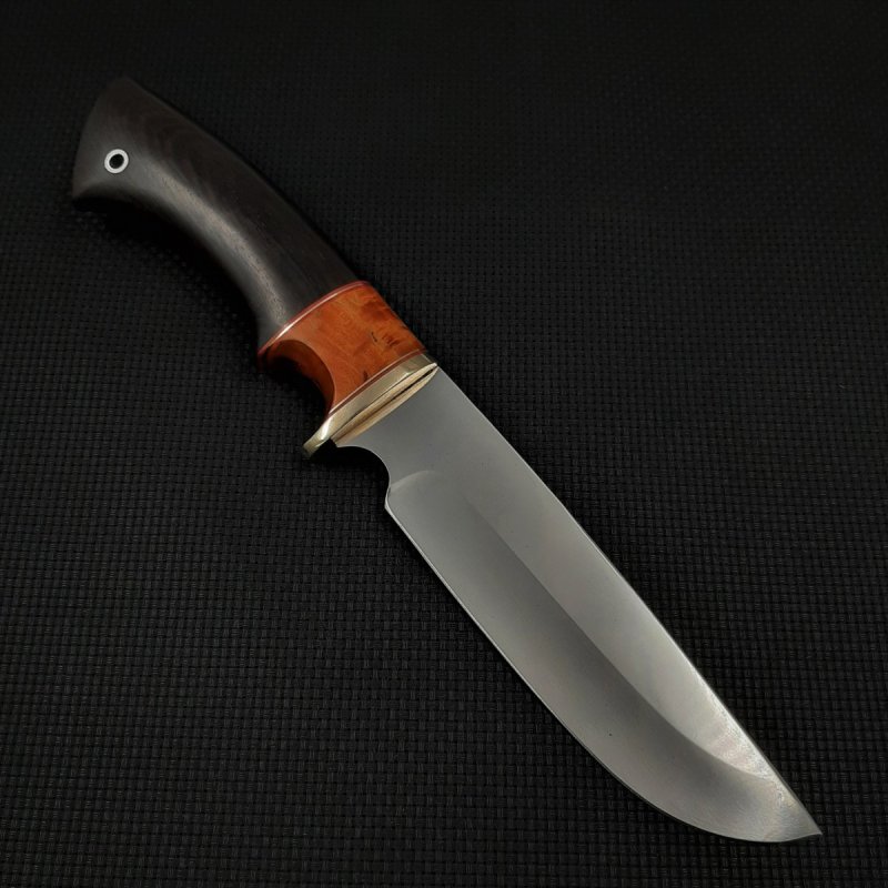 Нож Лорд из стали N690, рукоять карельская береза, черное дерево, литьё мельхиор в интернет-магазине art-steel.ru, фото