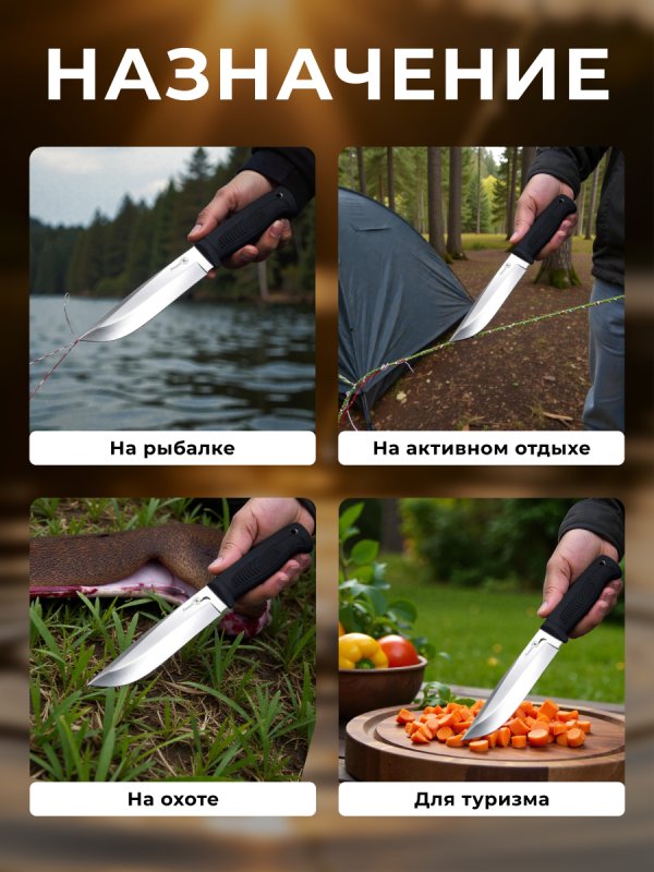 Охотничий нож Речной, сталь AUS8, рукоять эластрон в интернет-магазине art-steel.ru, фото