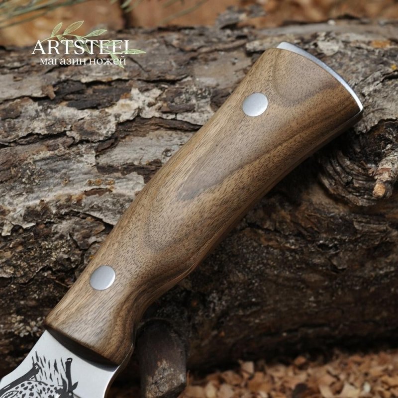 Охотничий нож Клык-2, сталь AUS8, рукоять орех в интернет-магазине art-steel.ru, фото