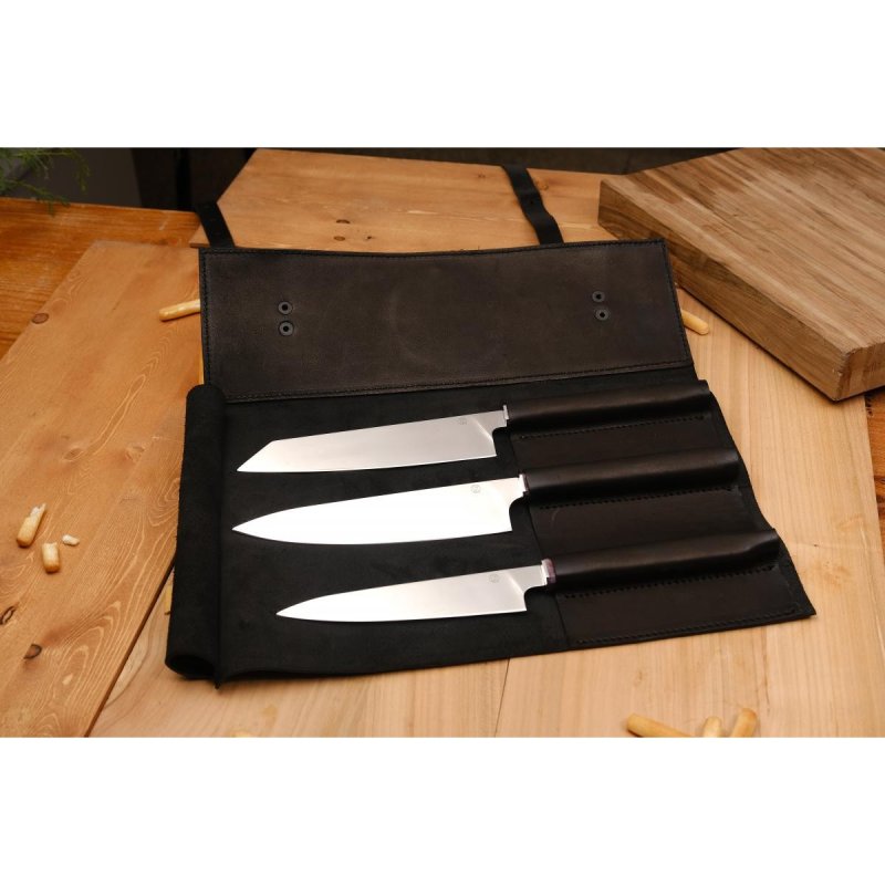 Набор кухонных ножей Идеал из стали Z160, рукоять карельская береза, G10 в интернет-магазине art-steel.ru, фото