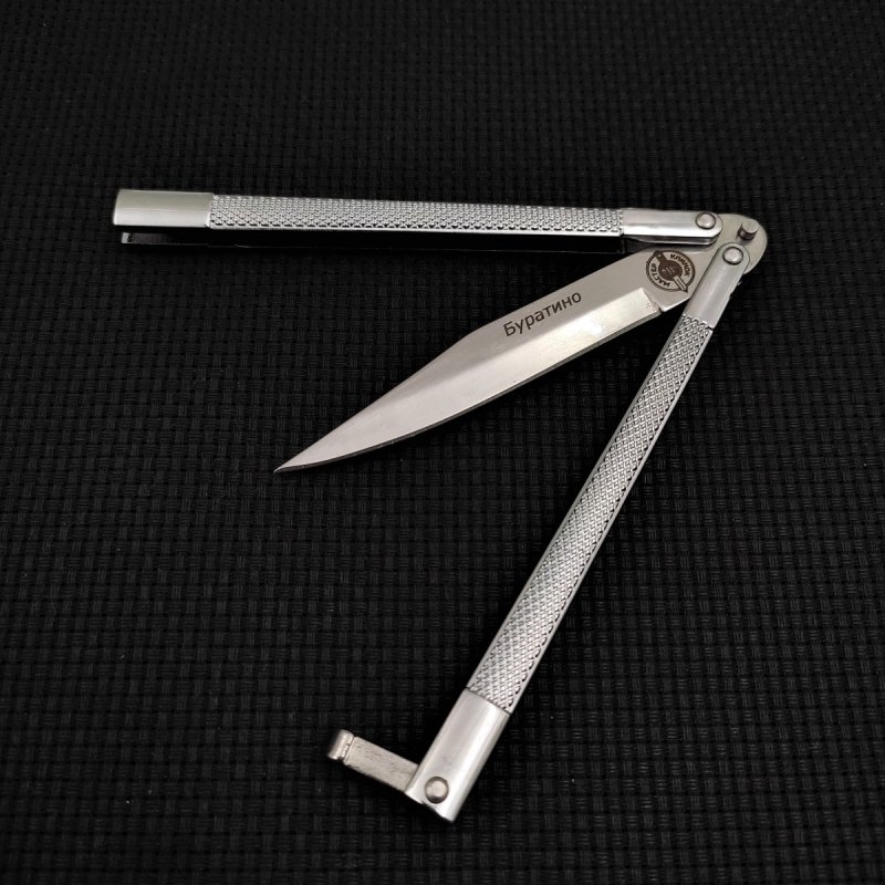 Нож бабочка Буратино, сталь 420, рукоять сталь в интернет-магазине art-steel.ru, фото