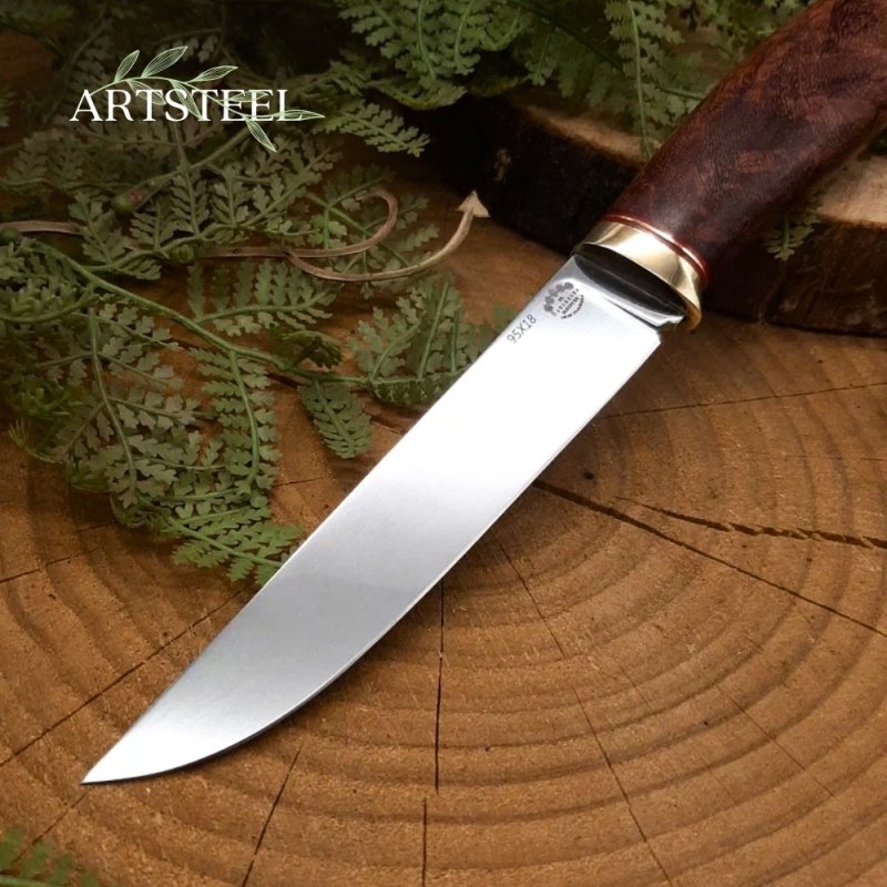 Нож Ладья из стали 95Х18, рукоять латунь, Бубинга в интернет-магазине art-steel.ru, фото