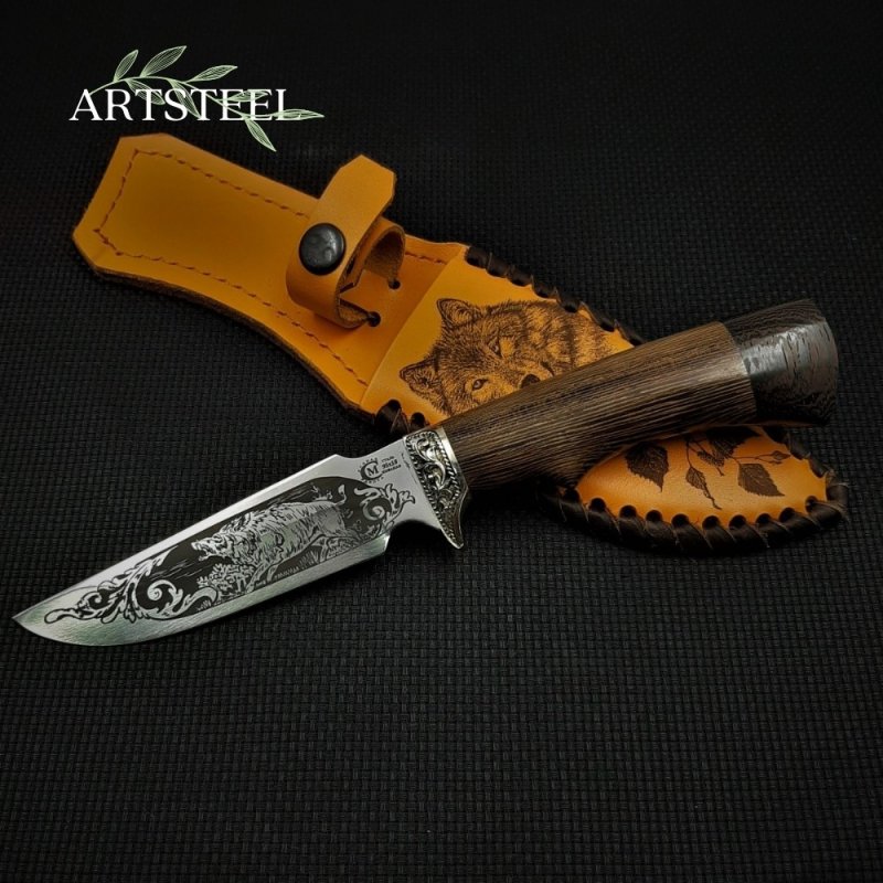 Нож Следопыт из стали 95х18, рукоять дерево, литьё латунь в интернет-магазине art-steel.ru, фото