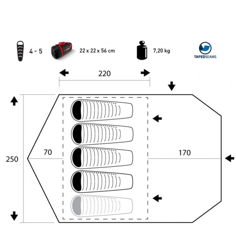 Палатка Trimm CAMP II, синий 4+1 в интернет-магазине art-steel.ru, фото