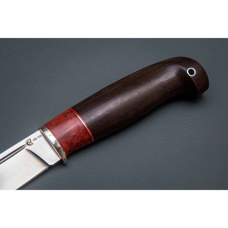 Нож Пуукко из стали VG-10, рукоять ореховый кап, литье мельхиор в интернет-магазине art-steel.ru, фото