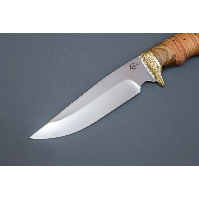 Нож Легионер из стали 65х13, рукоять береста, орех, латуннное литьё в интернет-магазине art-steel.ru, фото