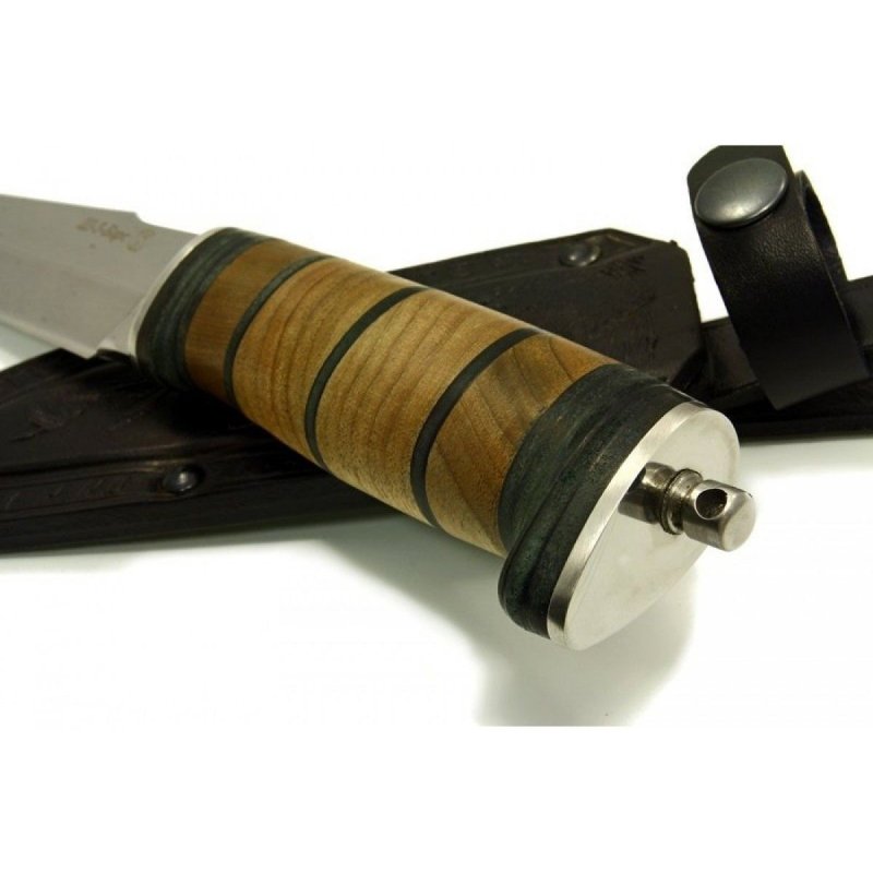 Нож Ш-5 барс с символикой ФСБ, сталь AUS-8, рукоять наборная кожа, дерево в интернет-магазине art-steel.ru, фото