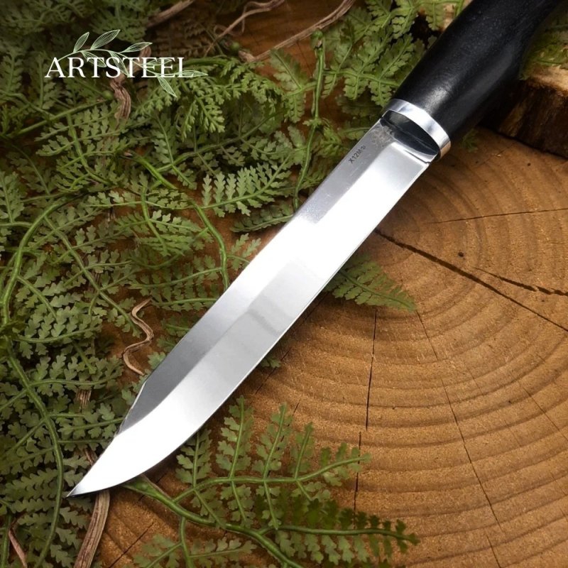 Нож Финка пукко из стали Х12МФ, рукоять литье дюраль, граб в интернет-магазине art-steel.ru, фото